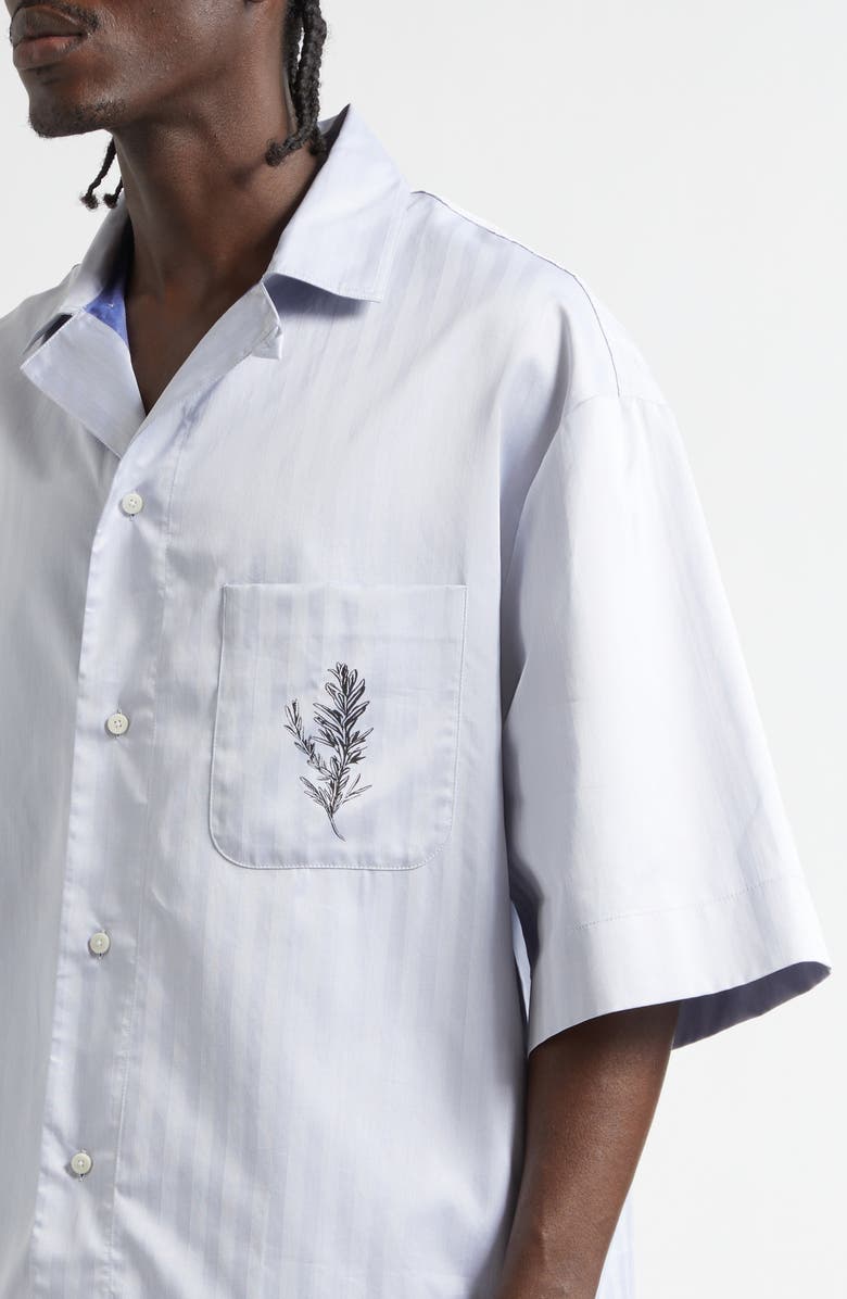 Jacquemus La Chemise Gardian Rosemary Graphic Camp Shirt, Alternate, color, Rosemary Light Blue