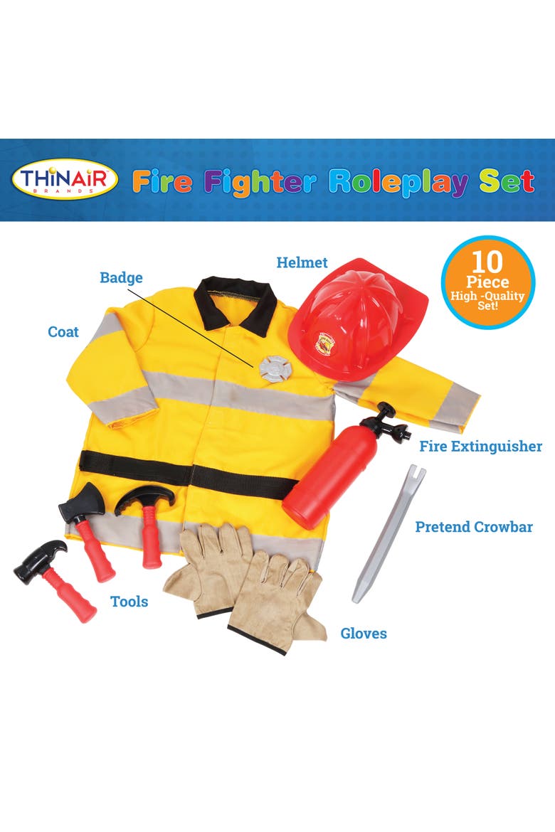 Firefighter Roleplay Set, 10 Piece Costume, Alternate, color, Multicolored