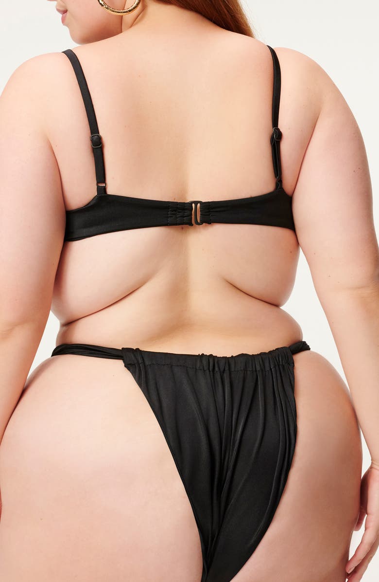 Good American Shiny Ruched Demi Underwire Bikini Top, Alternate, color, 