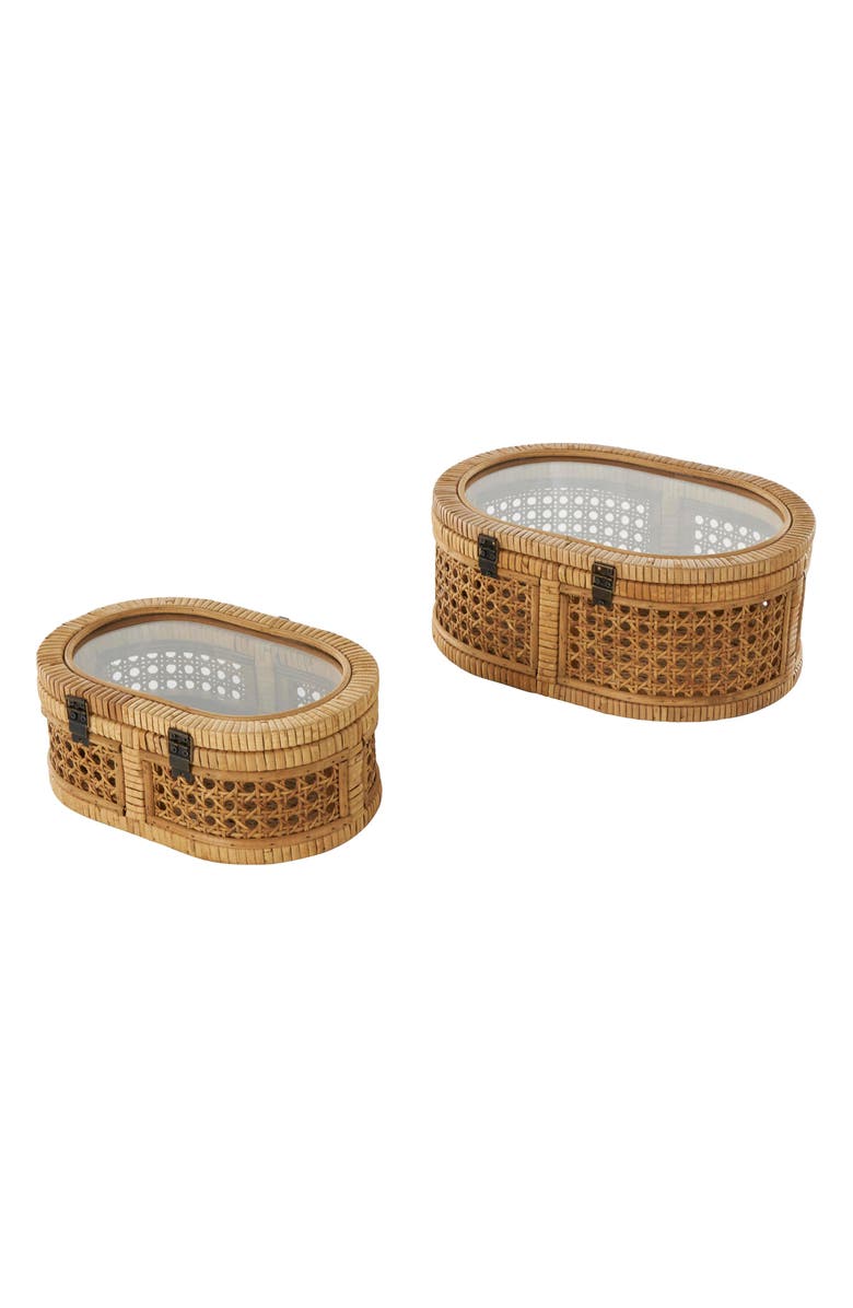 SONOMA SAGE HOME Set of Two Hand Woven Rattan & Glass Lid Storage Box, Alternate, color, 