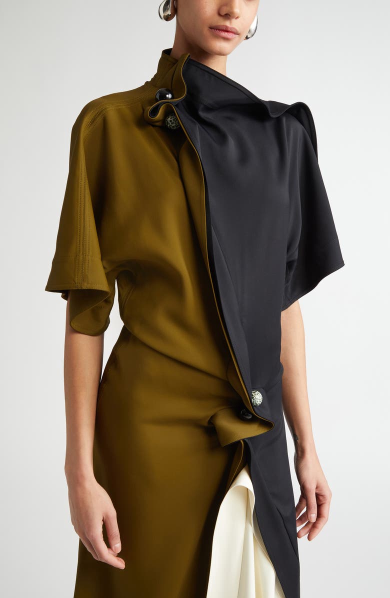 Bottega Veneta Piercing Detail Stretch Cady Midi Dress, Alternate, color, 