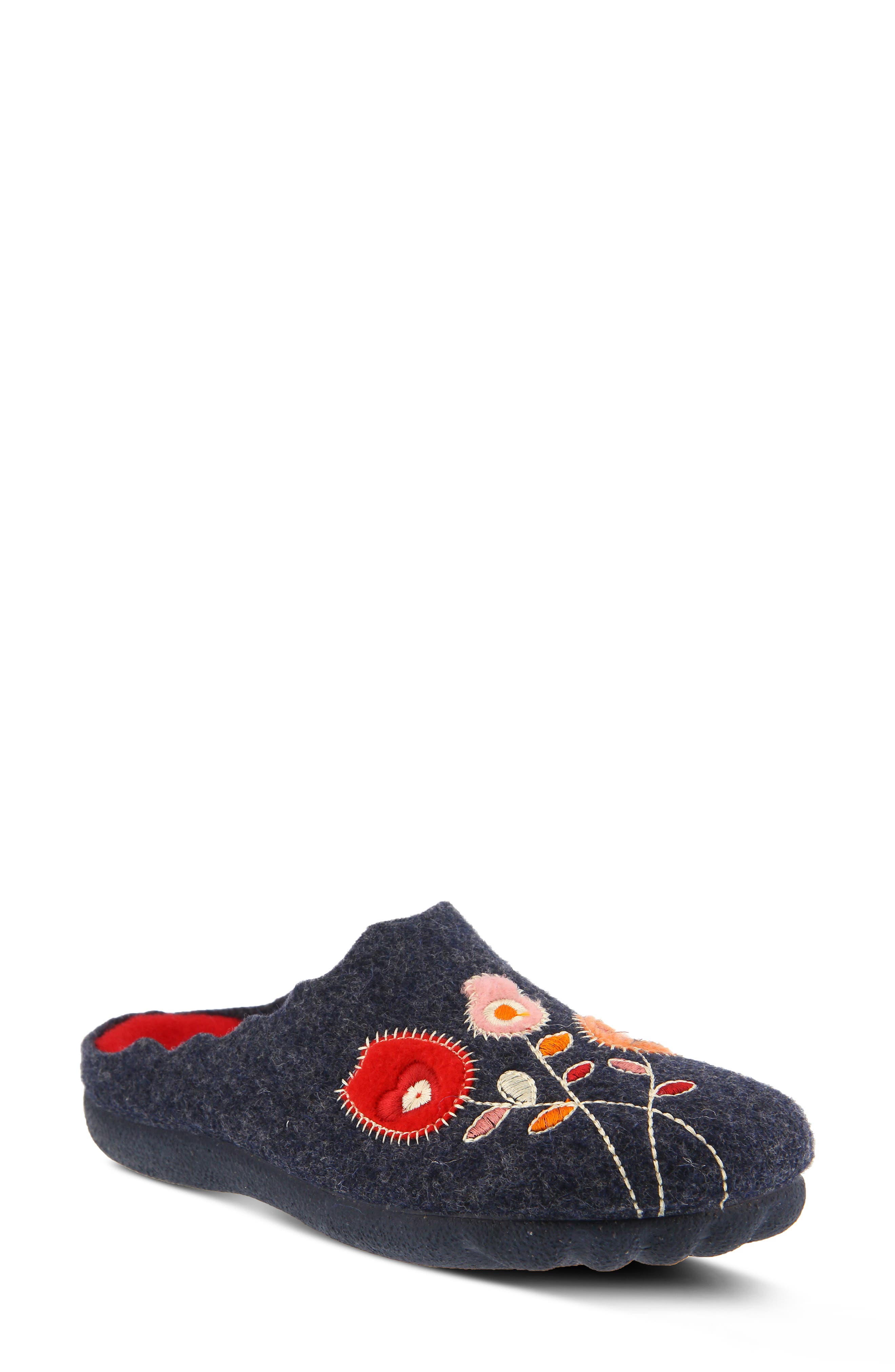 Flexus by Spring Step Wildflower Scuff Slipper, Main, color, Navy