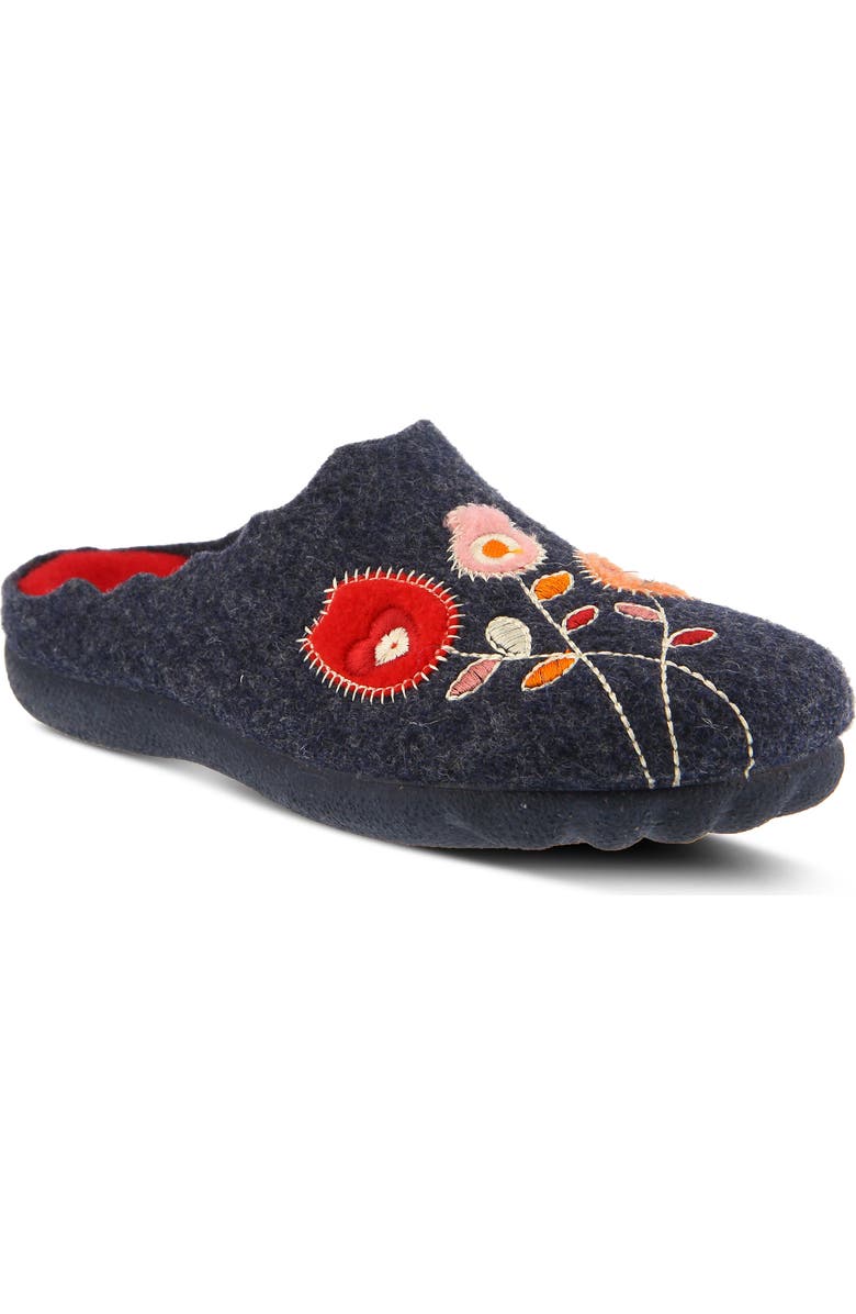 Flexus by Spring Step Wildflower Scuff Slipper, Main, color, Navy