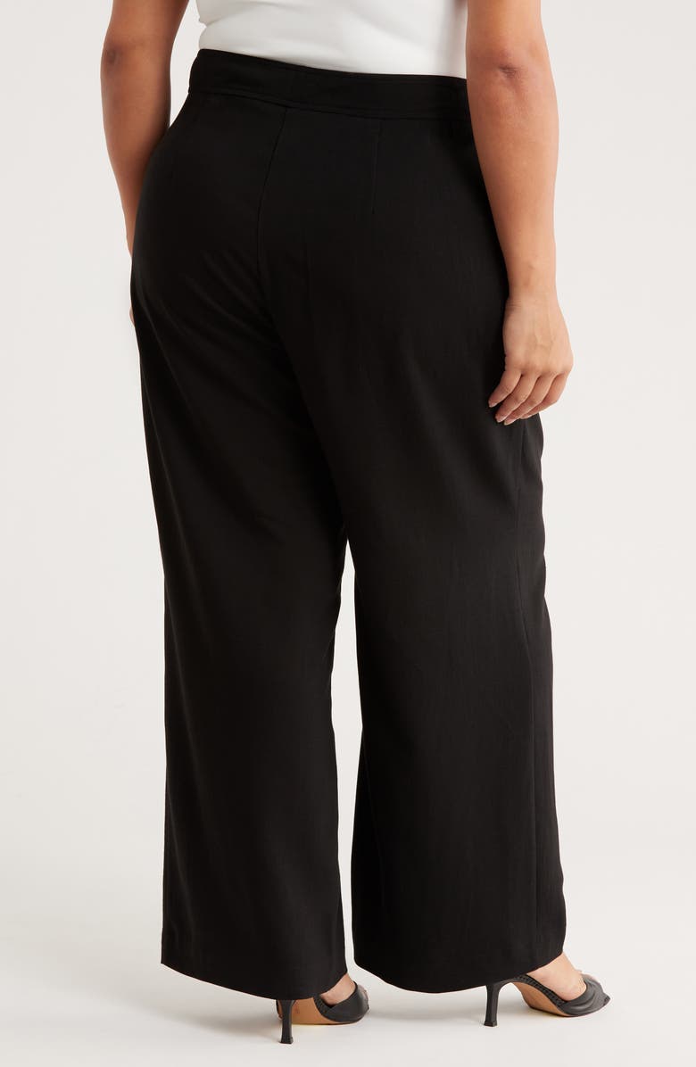 T Tahari Pleated Front Wide Leg Pants, Alternate, color, Black