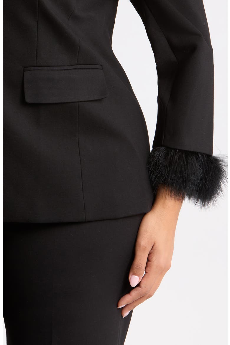 Faux Feather Cuff Two-Button Blazer, Alternate, color, ANNE BLACK