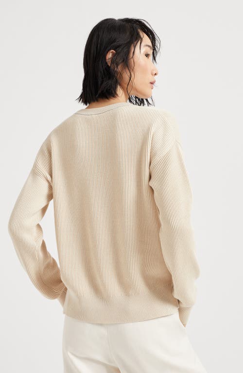 Brunello Cucinelli Beige Monili Cotton Sweater In Butter