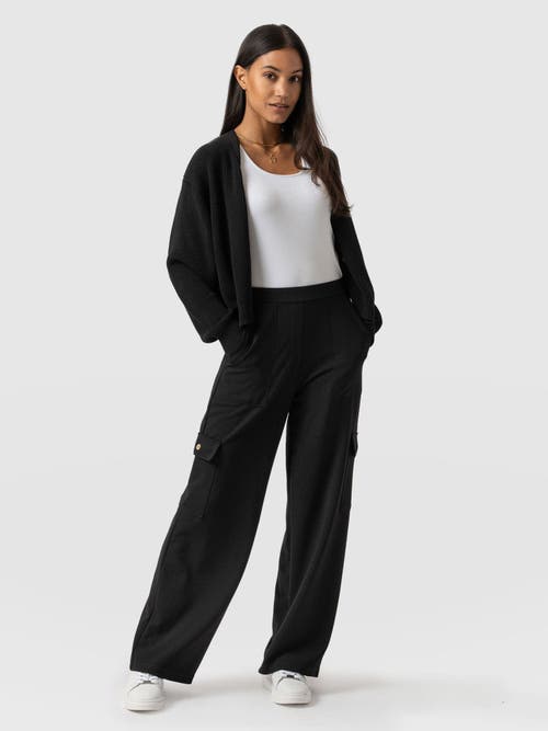 Saint + Sofia Cargo Chelsea Wide Leg Pant In Black