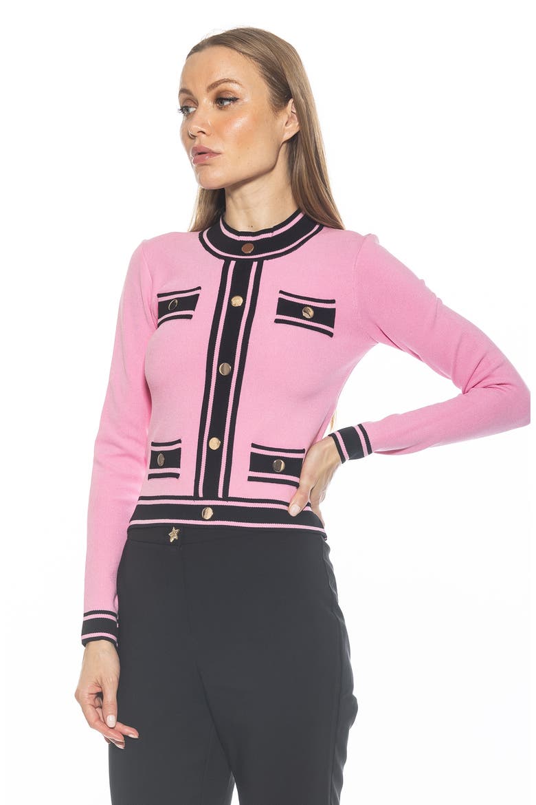 Kiley Stripe Crop Sweater, Alternate, color, PINK/ BLACK