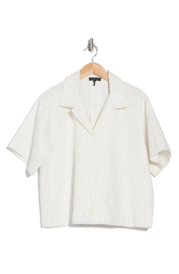 Rag & Bone Reese Camp Shirt In Ivory Stripe