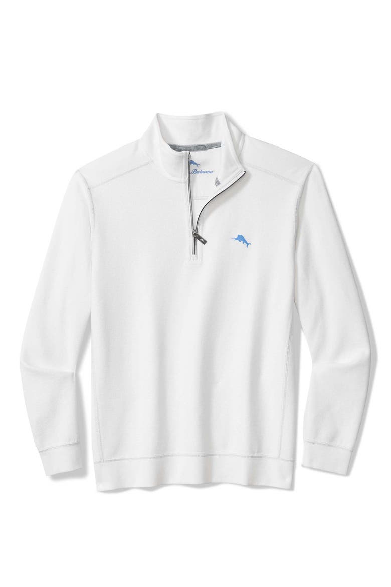 Montego Bay Textured Cotton & Lyocell Half Zip Pullover, Main, color, WHITE