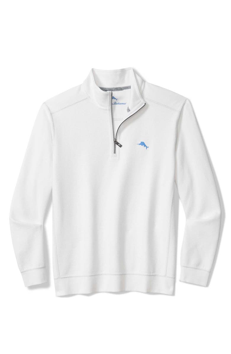 Tommy Bahama Montego Bay Textured Cotton & Lyocell Half Zip Pullover, Main, color, White
