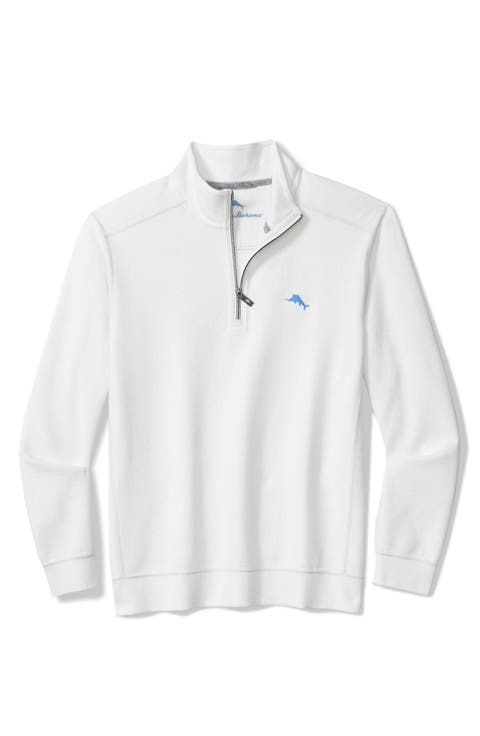 Montego Bay Textured Cotton & Lyocell Half Zip Pullover