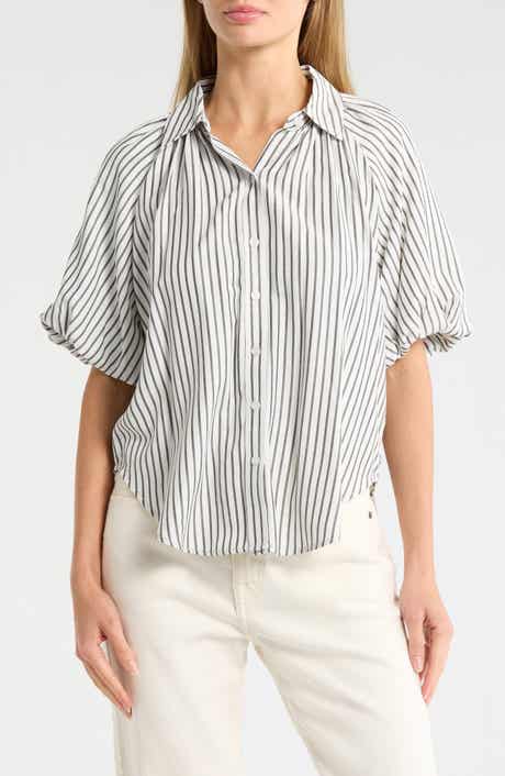 MAX STUDIO Bubble Sleeve Boyfriend Shirt