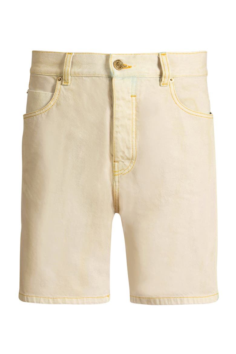 Faded denim Bermuda shorts, Alternate, color, beige