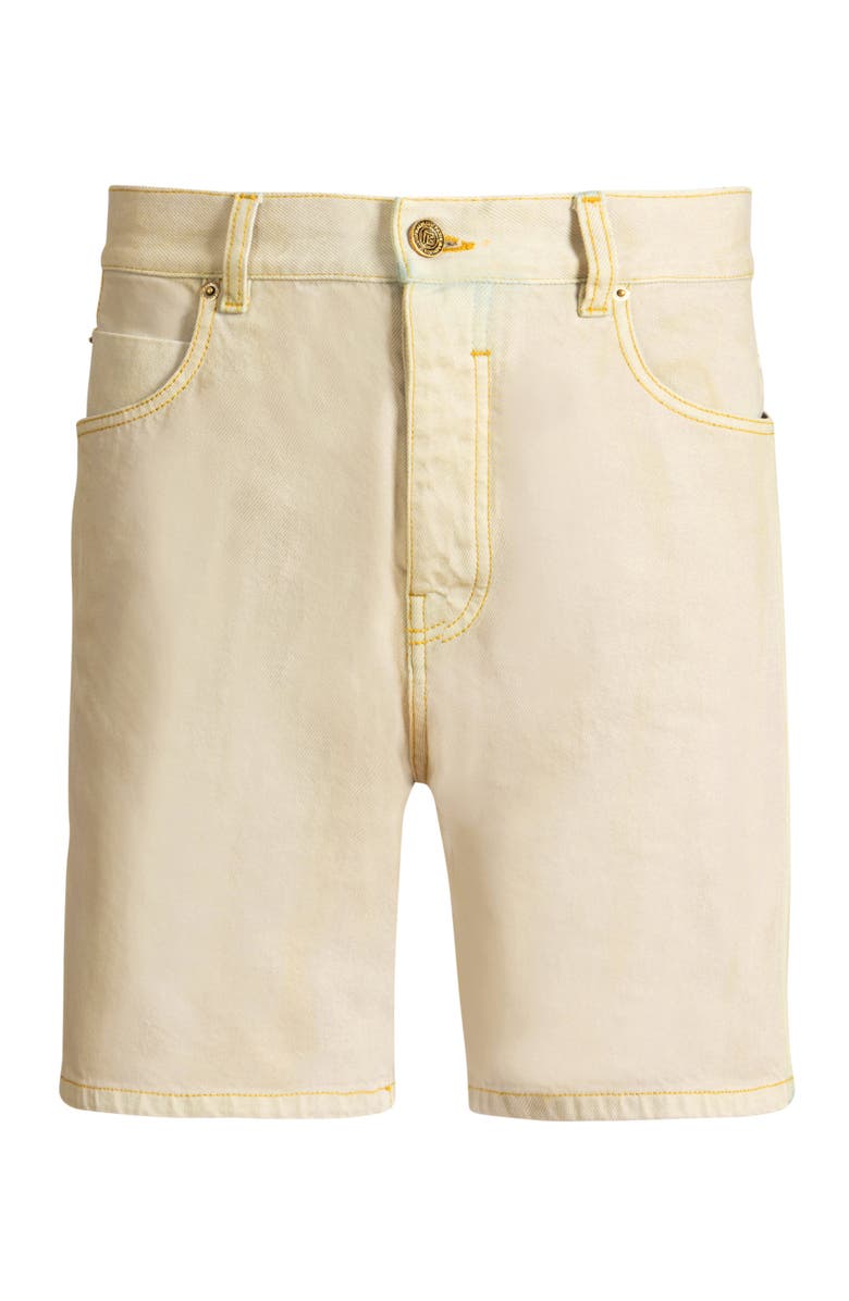 Balmain Faded denim Bermuda shorts, Alternate, color, Beige