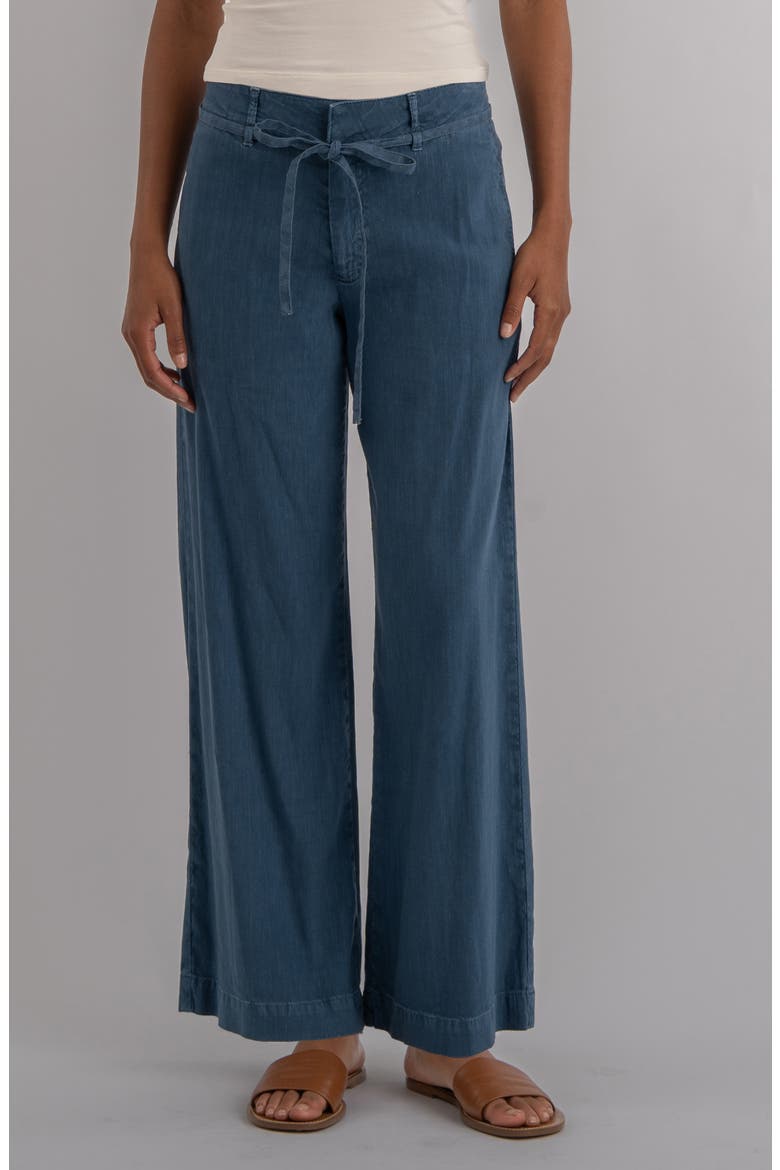 Meg Drawstring Wide Leg Linen Blend Pants, Main, color, COASTAL BLUE