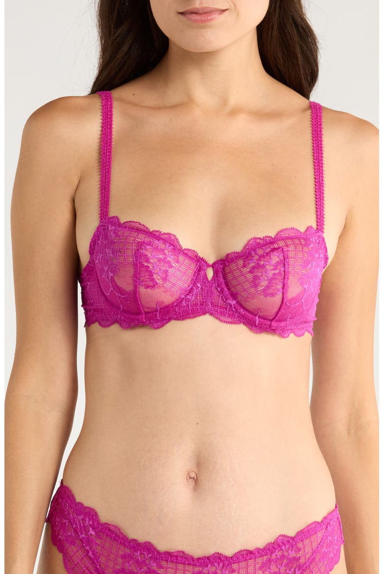 Reve Sheer Underwire Demi Cup Bra, Main, color, AZALEA