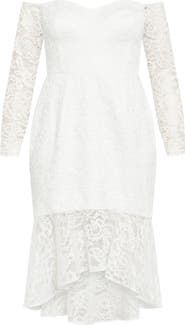 City Chic Athena Off the Shoulder Long Sleeve Dress