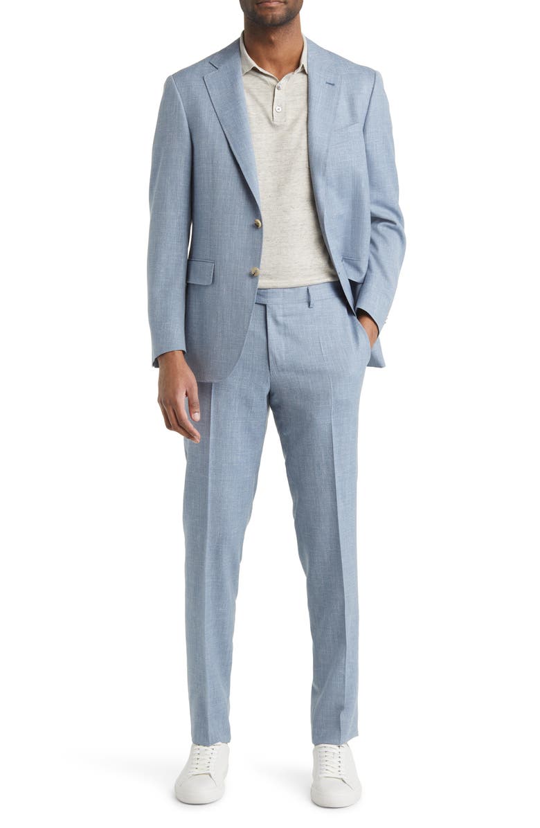 Canali Kei Trim Fit Wool Blend Suit, Main, color, Light Blue