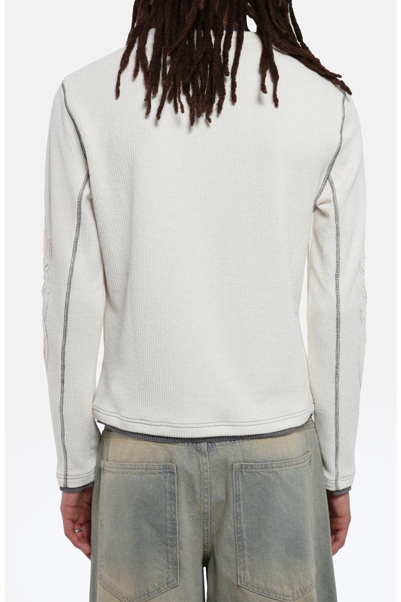 Tattoo Appliqué Long Sleeve Waffle T-Shirt, Alternate, color, WHITE