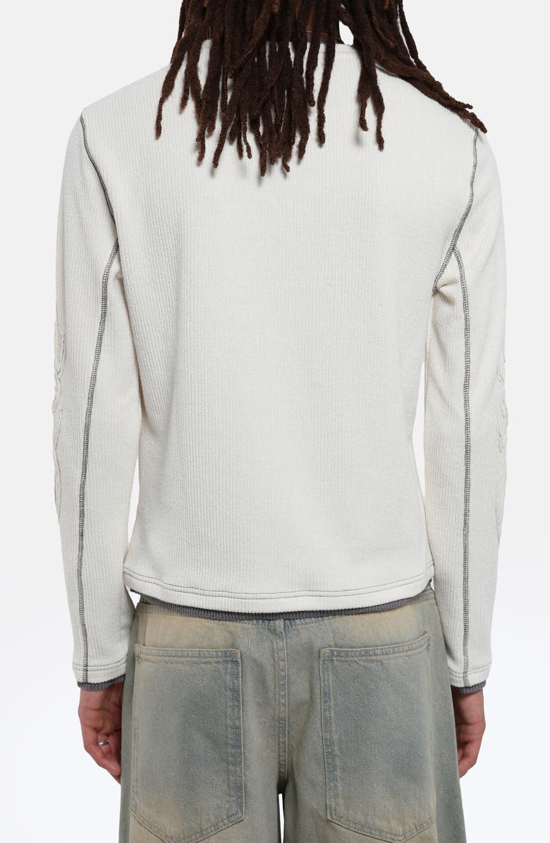 JADED LONDON Tattoo Appliqué Long Sleeve Waffle T-Shirt, Alternate, color, White