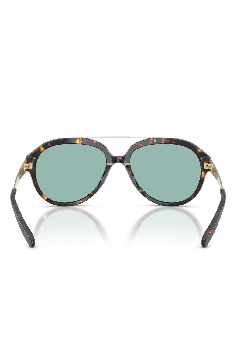 Tory Burch 56mm Pilot Sunglasses, Alternate, color, Brown Tortoise / Petrol Green