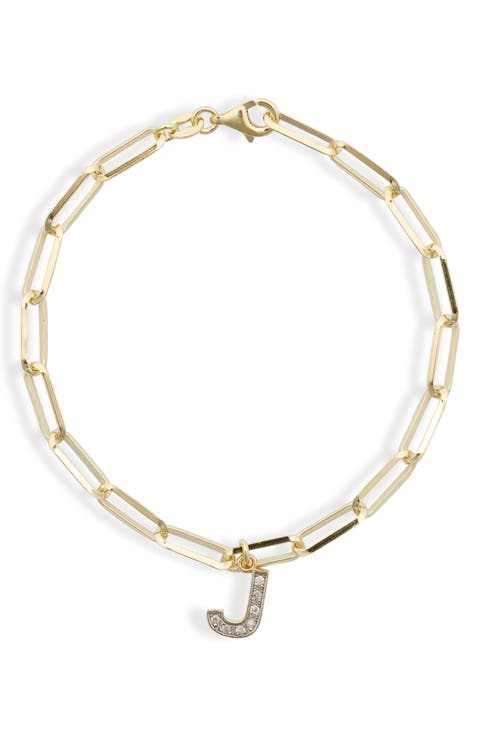 Diamond Initial Charm Bracelet