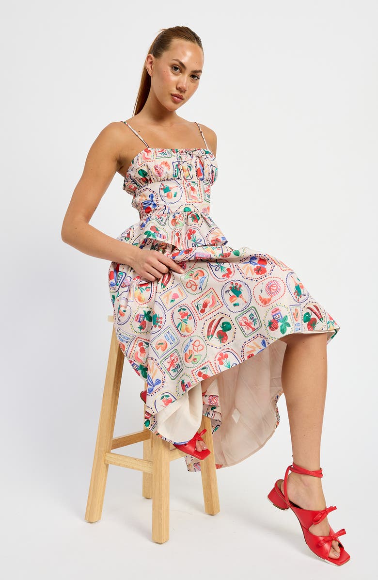 En Saison Nateli Bow Print Midi Skirt, Alternate, color, 