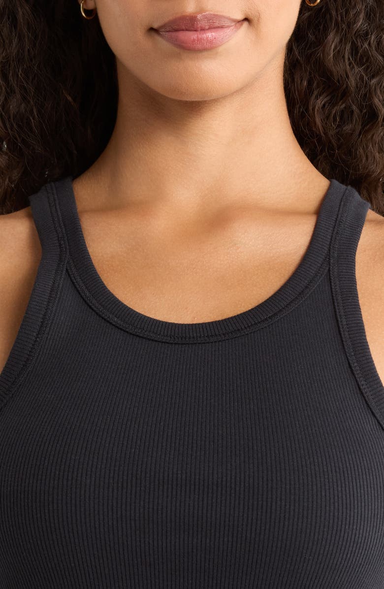 Faherty Surfside Stretch Organic Cotton Rib Tank, Alternate, color, Black
