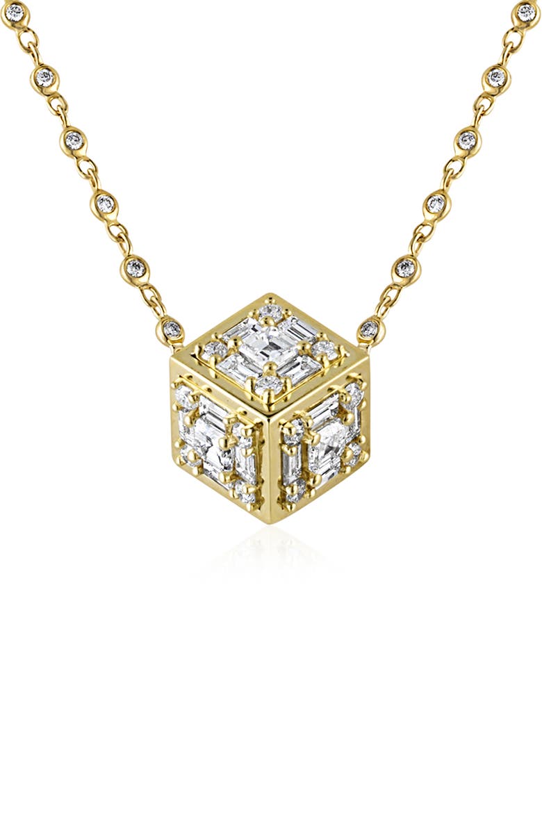 Mindi Mond Clarity Dimensional Diamond Pendant Necklace, Main, color, Yellow Gold/ Diamond