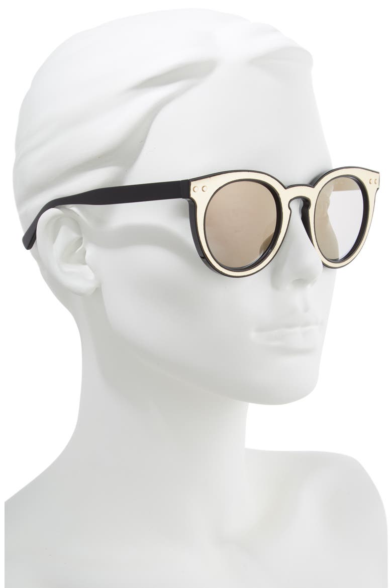Patti1 49mm Round Sunglasses, Alternate, color, BLACK/ GOLD