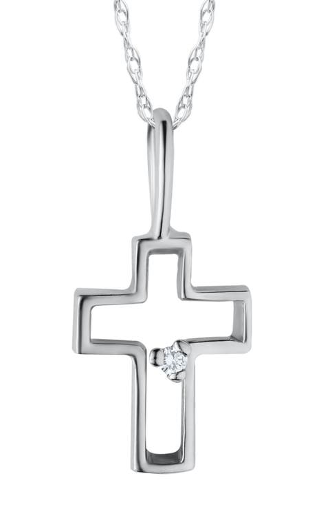 Diamond & 14K Gold Cross Pendant Necklace (Baby)