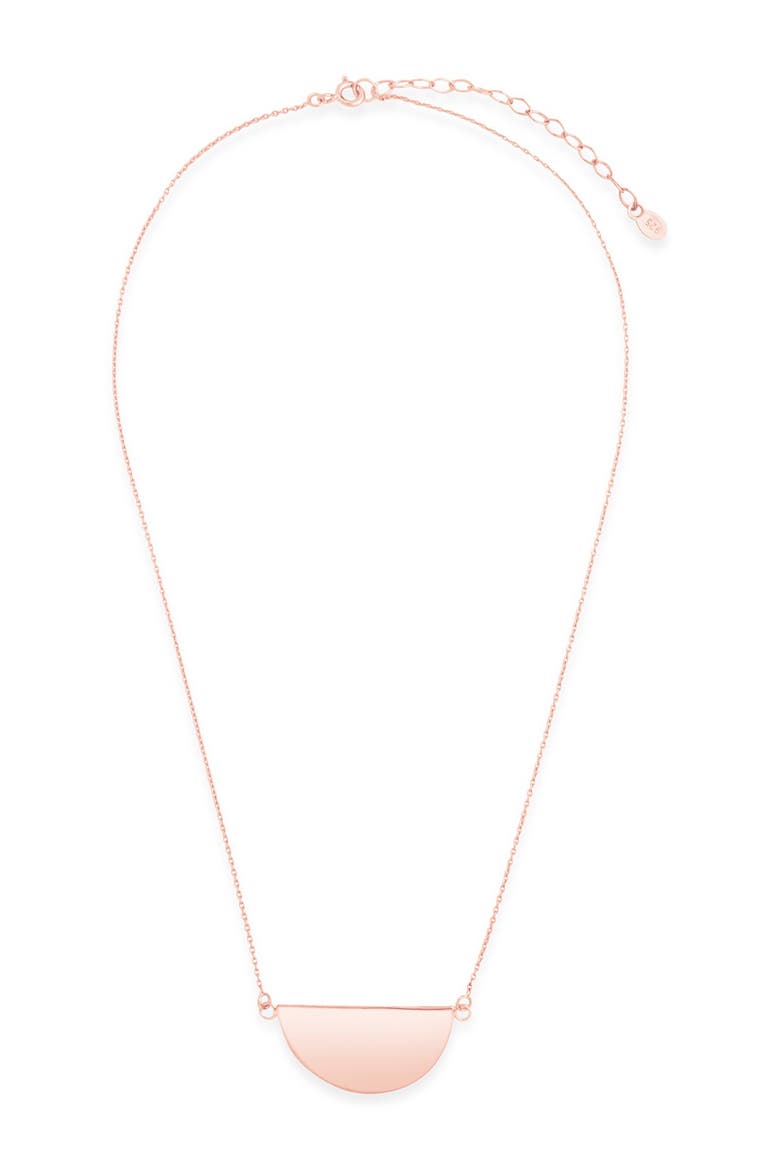 14K Rose Gold Plated Sterling Silver Half Circle Pendant Necklace, Alternate, color, ROSE GOLD