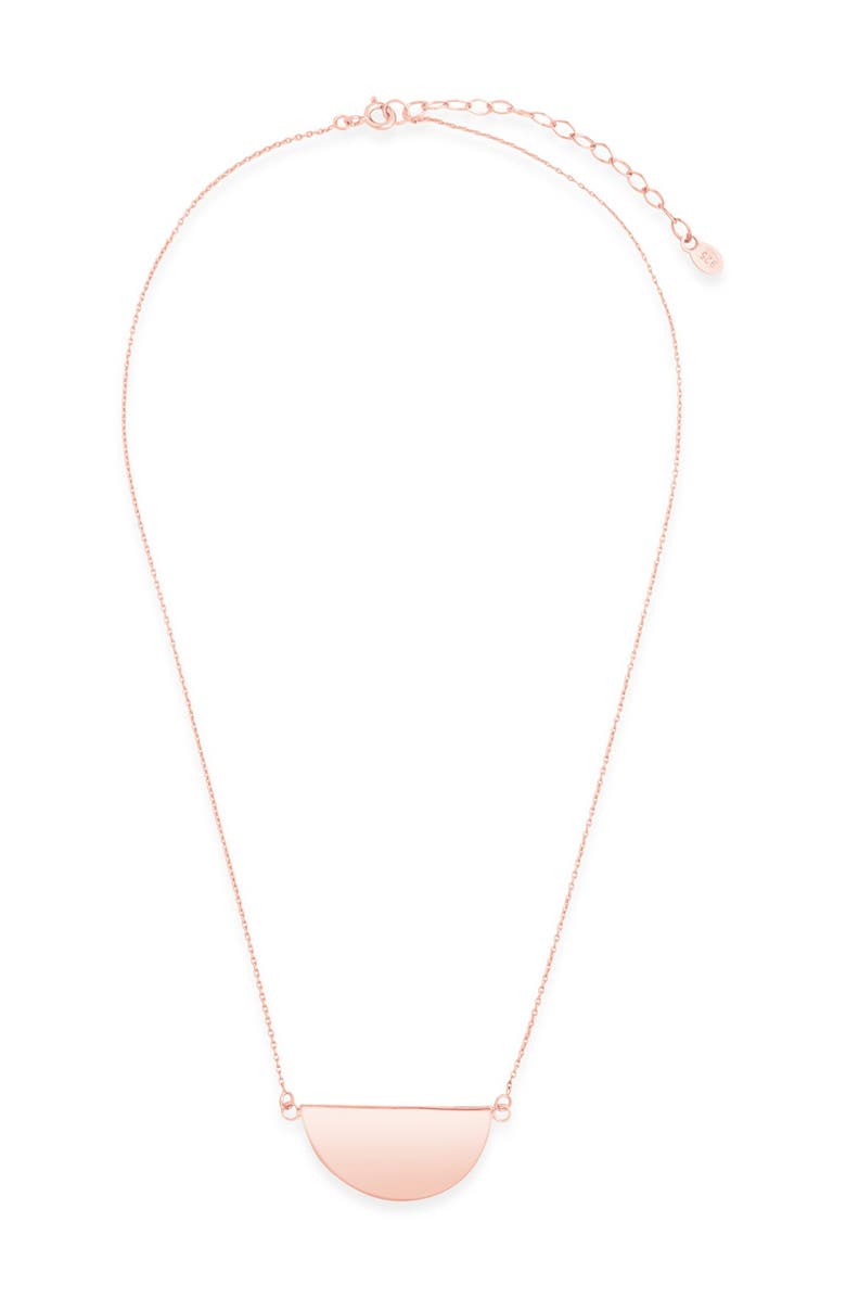 Sterling Forever 14K Rose Gold Plated Sterling Silver Half Circle Pendant Necklace, Alternate, color, 