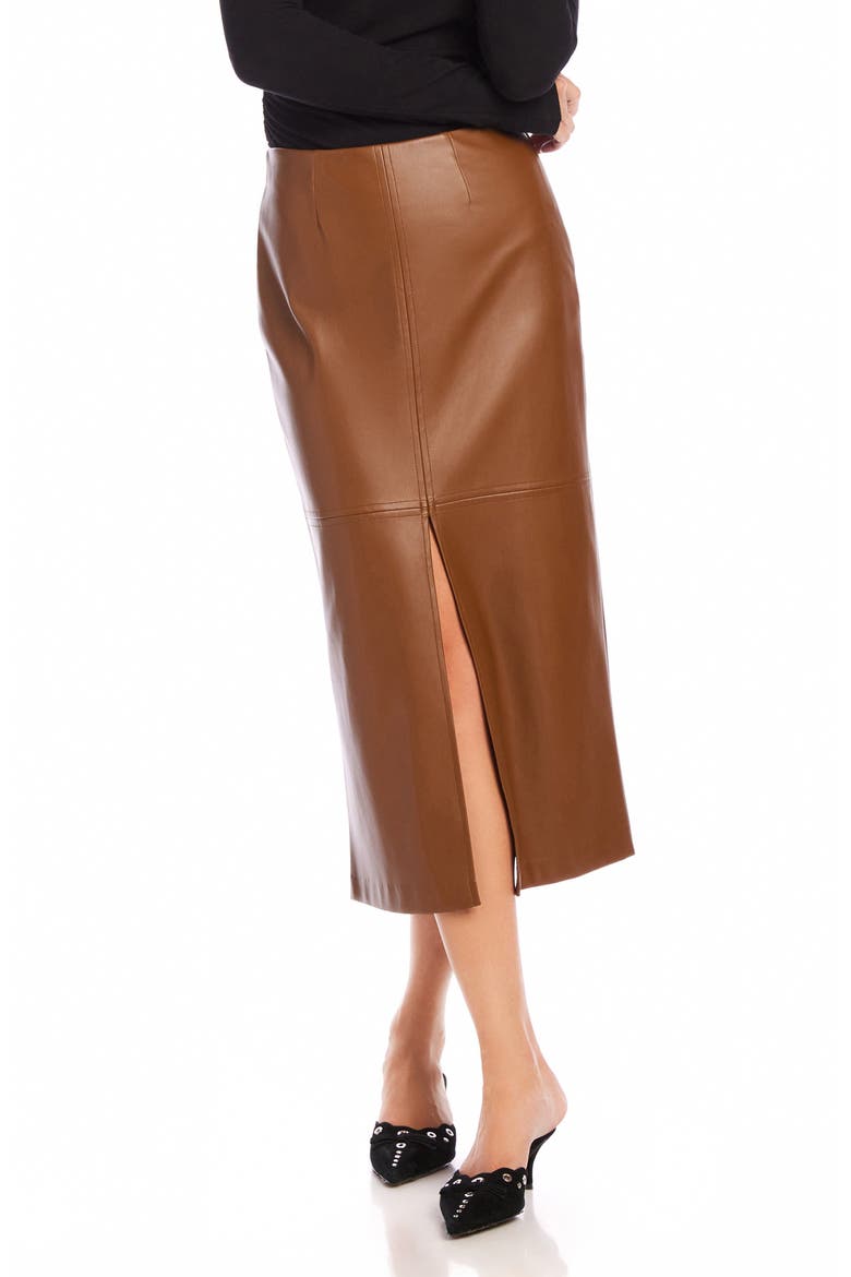 Kaia Faux Leather Midi Skirt, Main, color, CARAMEL