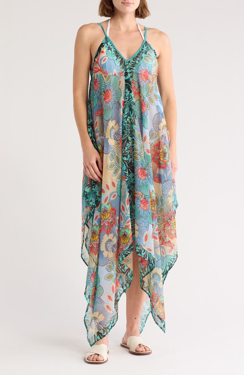 Vince Camuto Medallion Print Topper, Main, color, Teal Multi