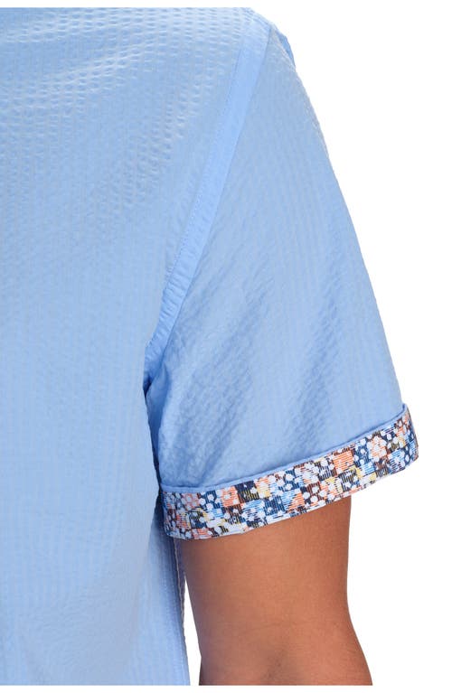 Studio Garnet Los Angeles Seaside Short Sleeve Cotton Seersucker Button-up Shirt In Blue