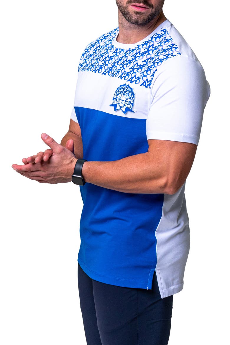 Combo Print Colorblock Stretch Cotton Graphic Tee, Alternate, color, BLUE