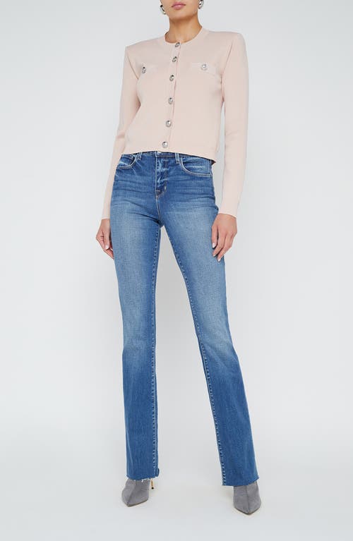 L Agence Toulhouse Cropped Crew Neck Cardigan In Petal In Petal