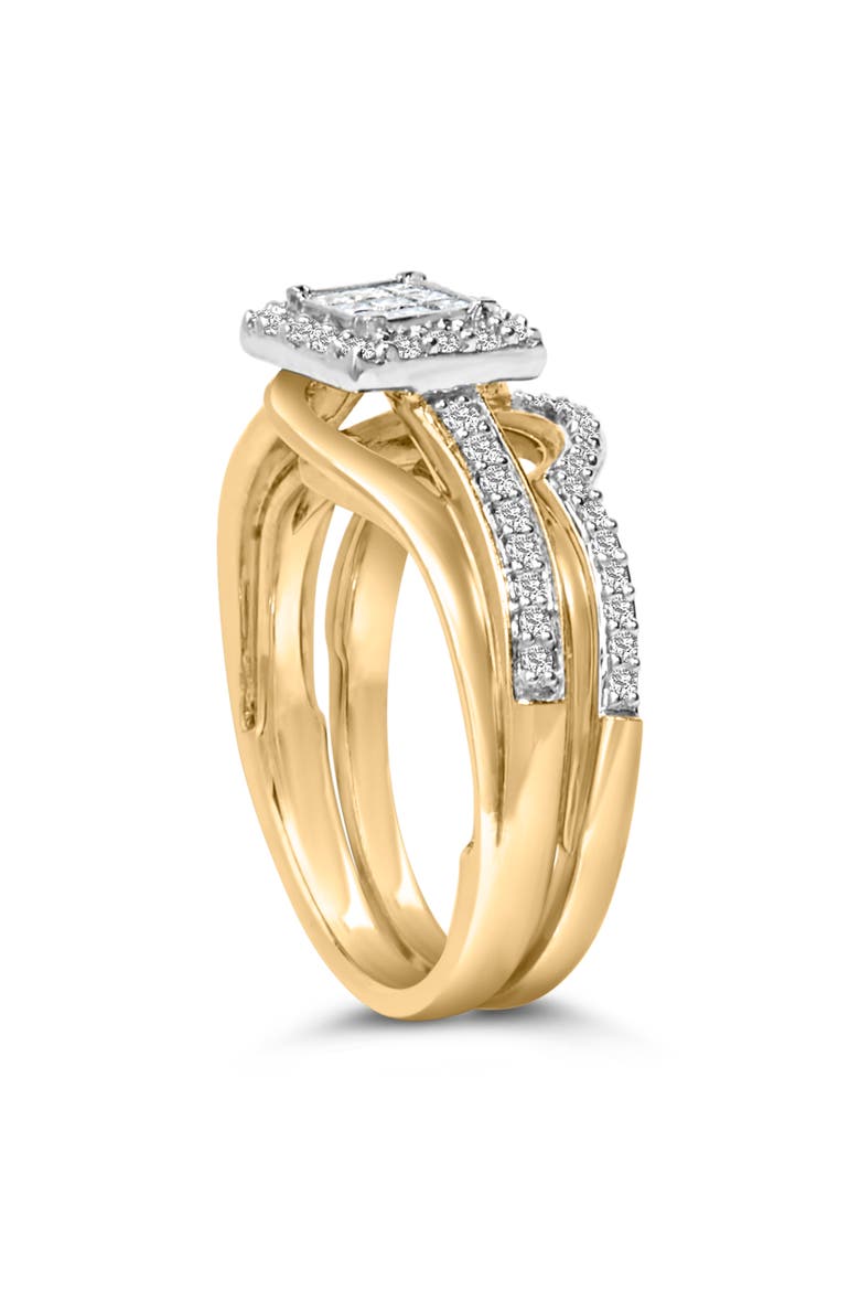 14K Yellow Gold Plated Sterling Silver 1/2 Cttw Princess Square Diamond Bridal Set, Alternate, color, Yellow Gold over Silver