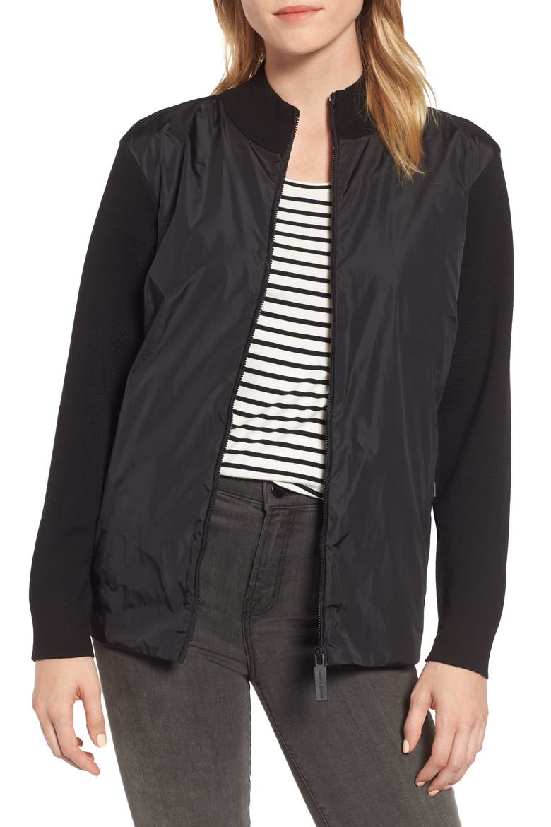 Windbridge Zip Front Sweater Jacket, Main, color, BLACK