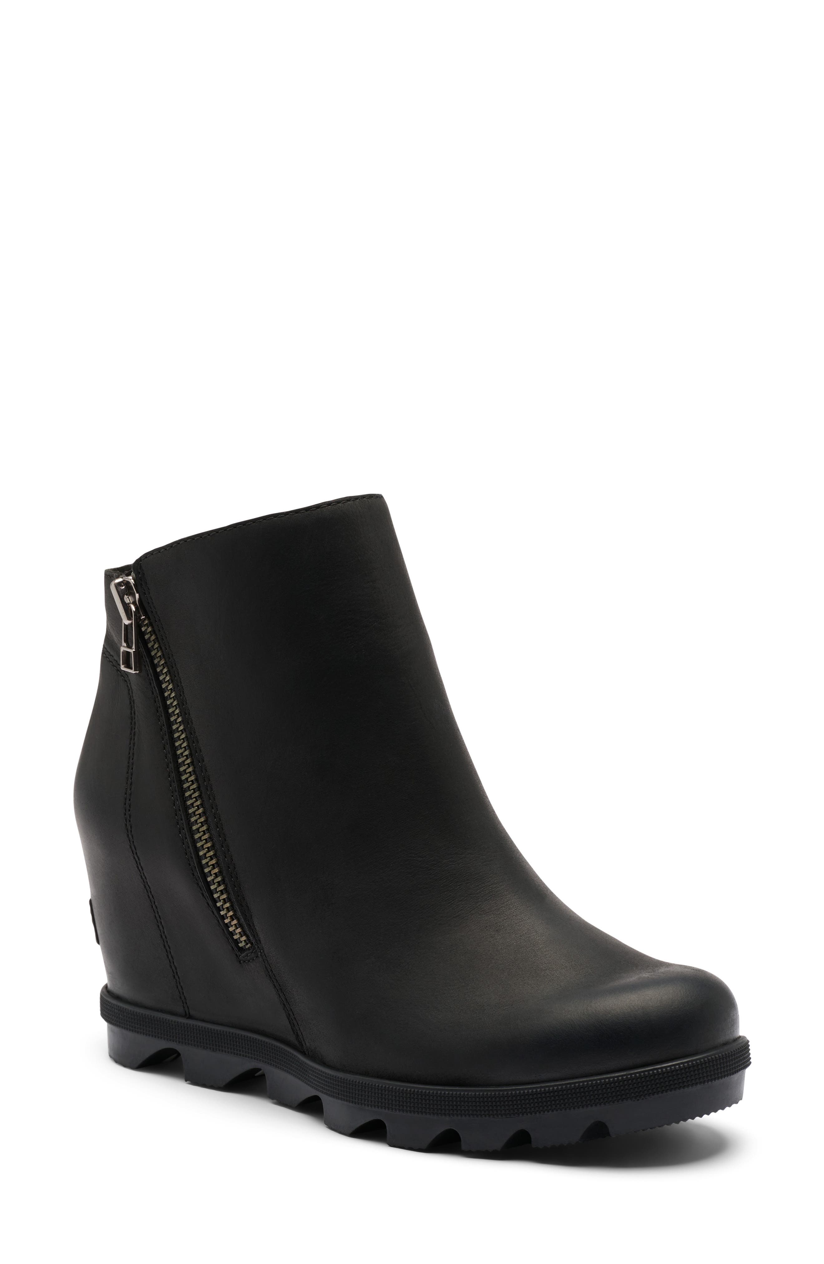Joan Rhapsody Zip Wedge Bootie, Main, color, BLACK/ BLACK