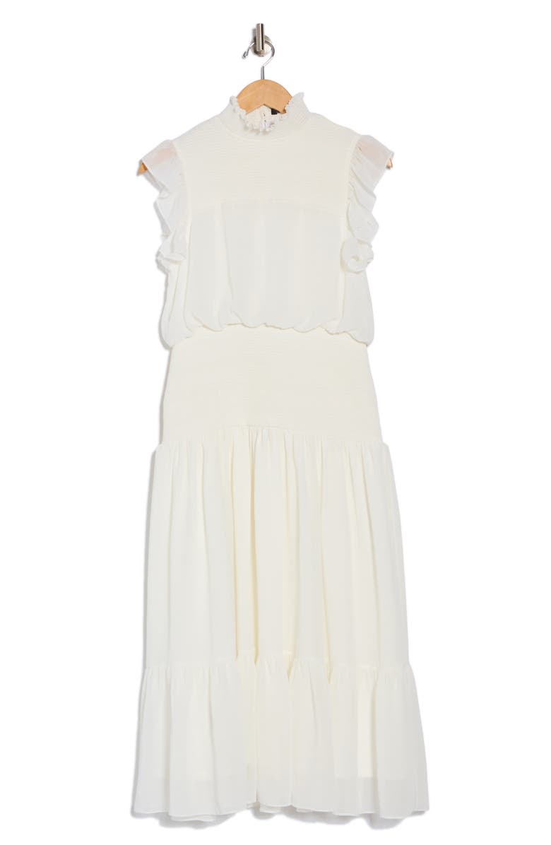 AREA STARS Smocked Flutter Sleeve Dress, Alternate, color, White