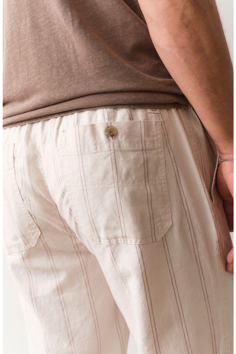 Saturday Stripe Drawstring Hemp Blend Beach Pants, Alternate, color, NATURAL/ BROWN STRIPE
