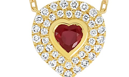 Bony Levy Ruby & Diamond Heart Pendant Necklace In 18k Yellow Gold