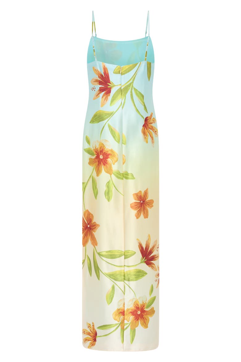 Lily Floral Print Sleeveless Satin Maxi Dress, Alternate, color, YELLOW MULTI