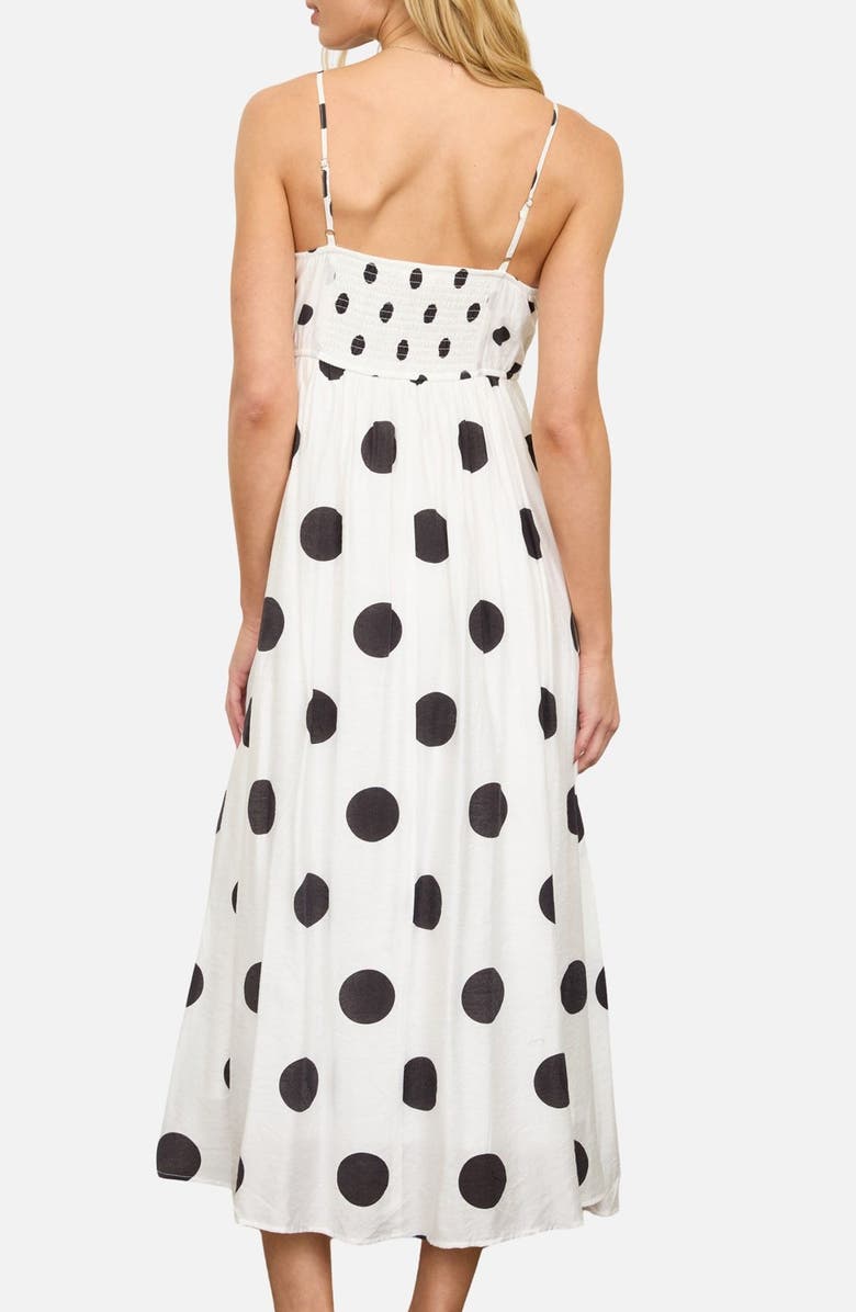 Blu Pepper Polka Dot Mixed Media Midi Dress, Alternate, color, Black