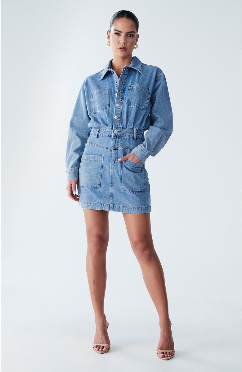 BWLDR Cannes Dress, Alternate, color, Light Blue Wash