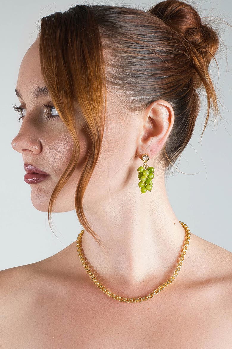 Olivia Cascade Cluster Peridot Bead Drop Earrings, Alternate, color, Green
