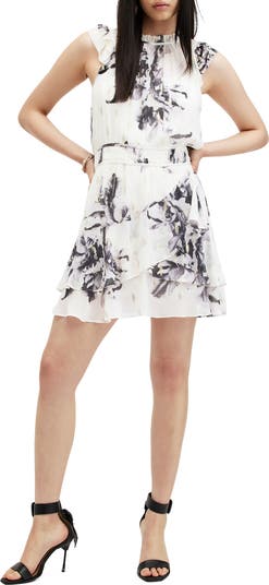 Caylan Floral Print Metallic Minidress